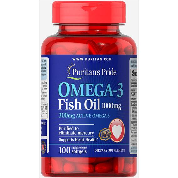 Омега 3 Puritan's Pride Omega-3 Fish Oil 1000 мг 100 Softgels