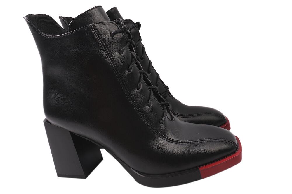 Ботильоны женские Stefaniya Nina из эко кожи на большом каблуке р. 38 Черный (85-21DH)