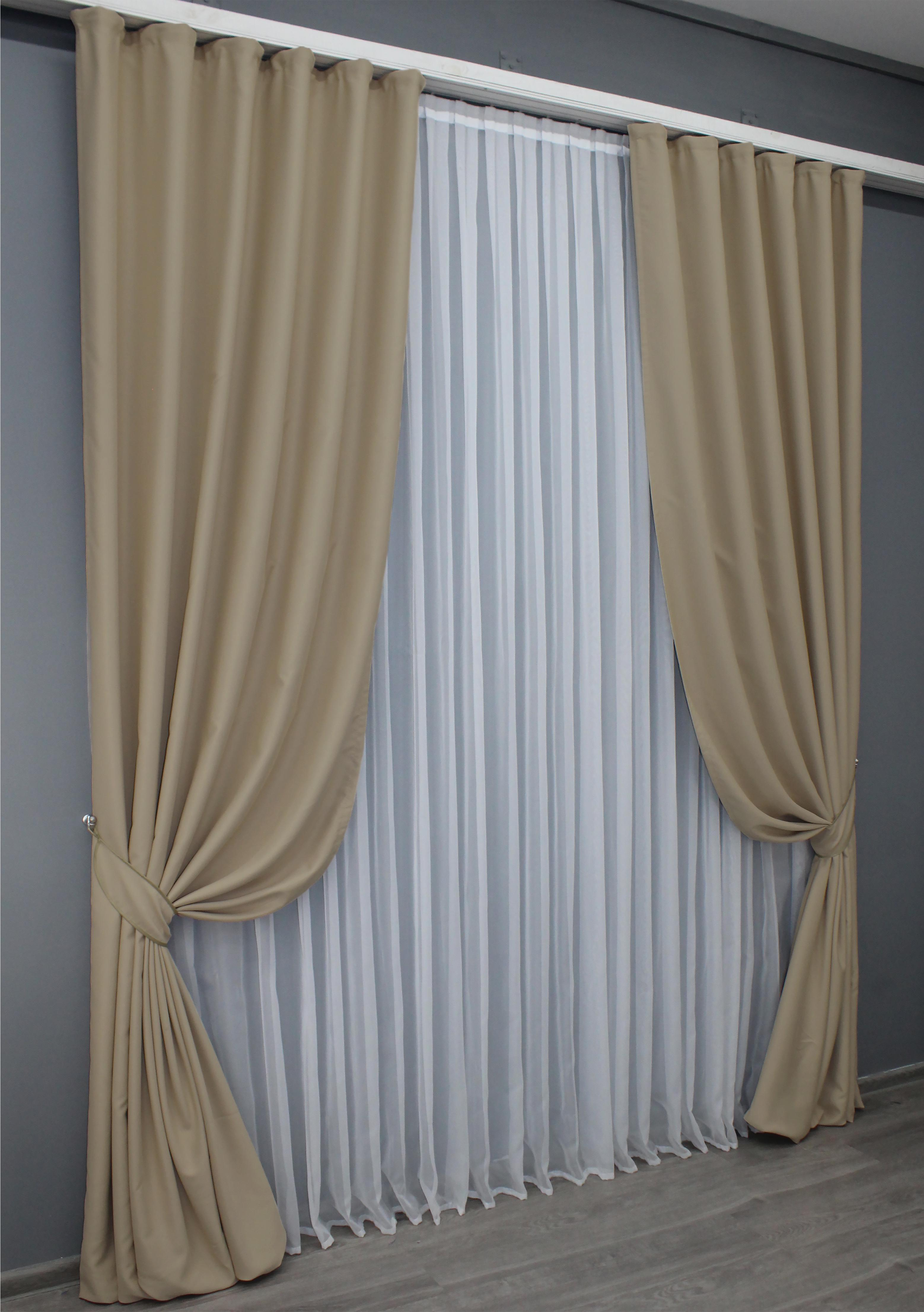 Комплект штор VR-Textil Midnight № 1230ш 100х290 см 2 шт. Темно-бежевый (31-470) - фото 2 Комплект штор VR-Textil Midnight № 1230ш 100х290 см 2 шт. Темно-бежевый (31-470) - фото 2