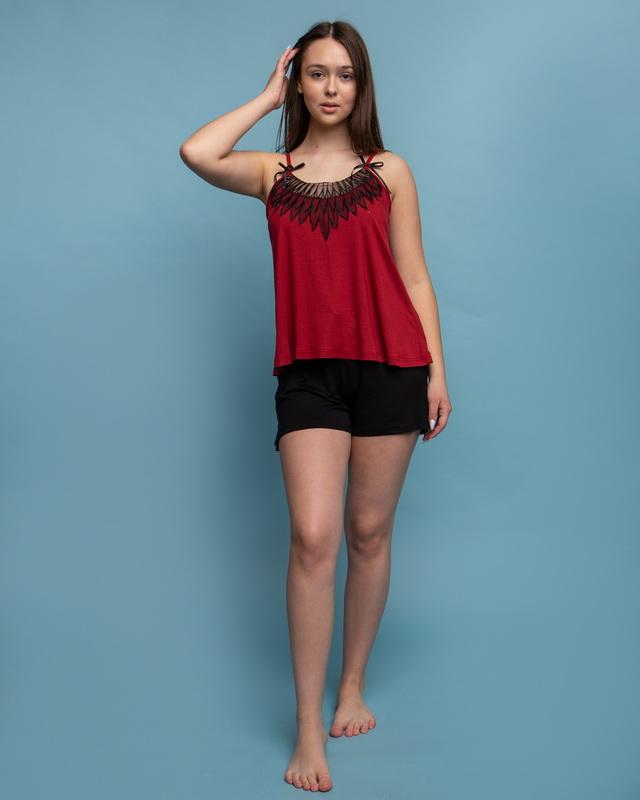 Піжама жіноча майка та шорти S Бордовий (90362) Піжама жіноча майка та шорти S Бордовий (90362)