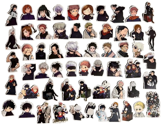 Набор виниловых стикеров Магическая Битва Jujutsu Kaisen 55 шт. (922)