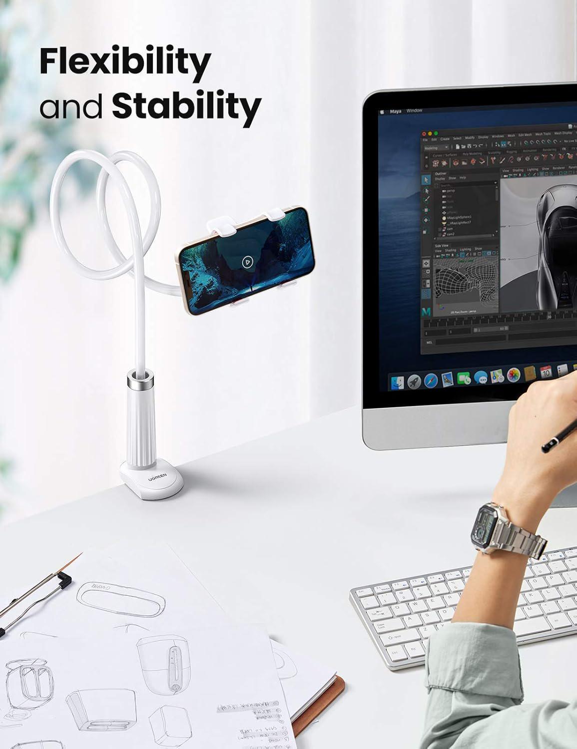 Держатель гибкий Ugreen 90 4–11" 360° Белый (20113) - фото 7