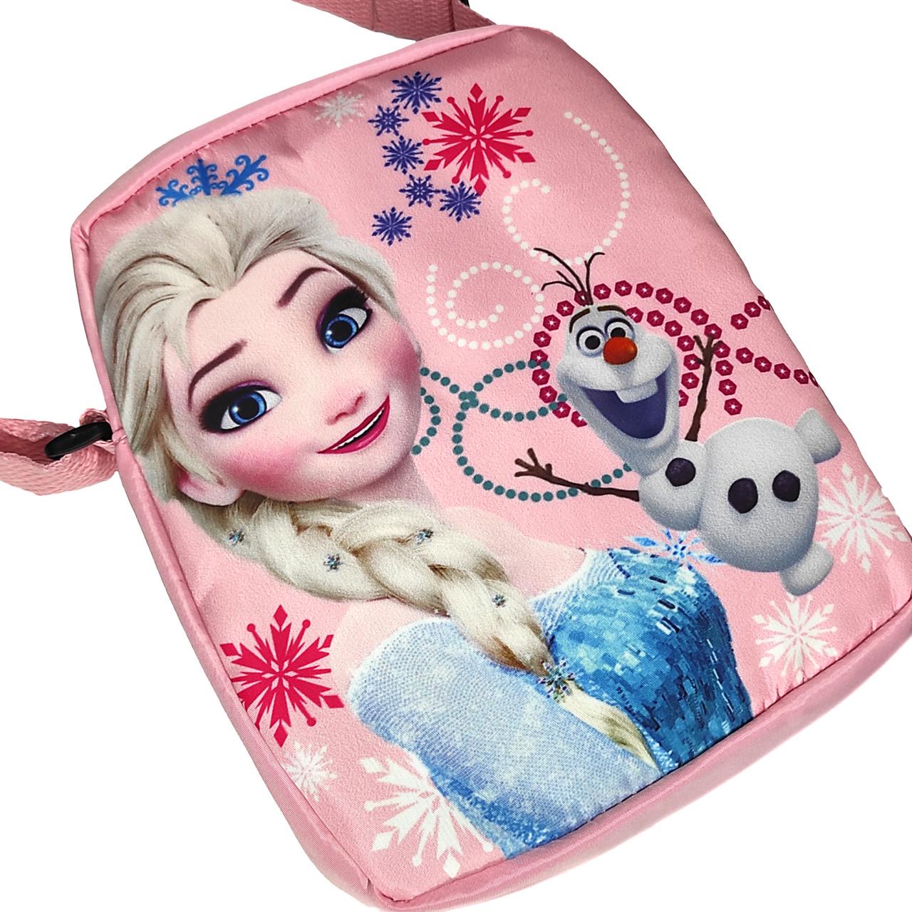 Дитяча сумка через плече для дівчаток Холодне серце Ельза та Олаф Рожевий (2575263504)