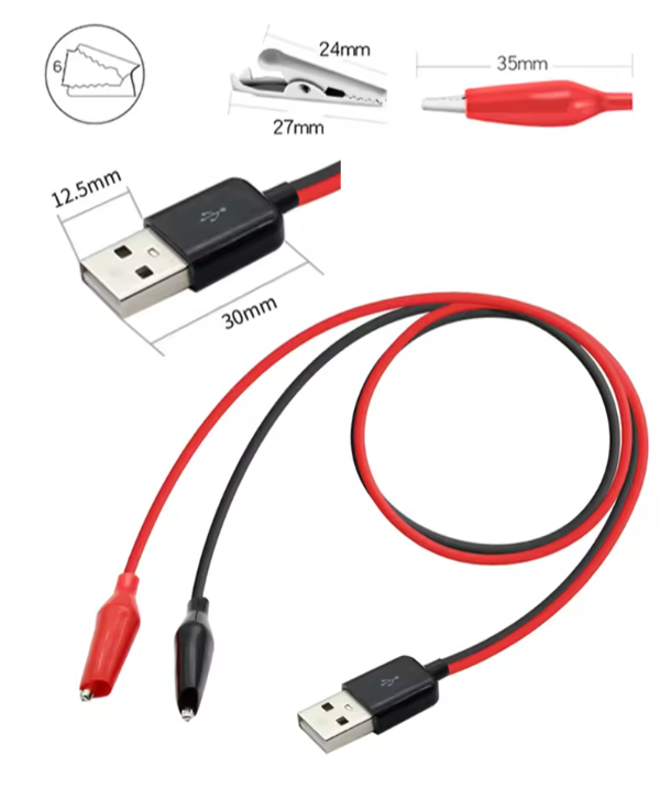 Кабель перехідник USB на крокодили 58 см для живлення і тестування пристроїв та електроніки (8d88a1b6) - фото 2 Кабель перехідник USB на крокодили 58 см для живлення і тестування пристроїв та електроніки (8d88a1b6) - фото 2