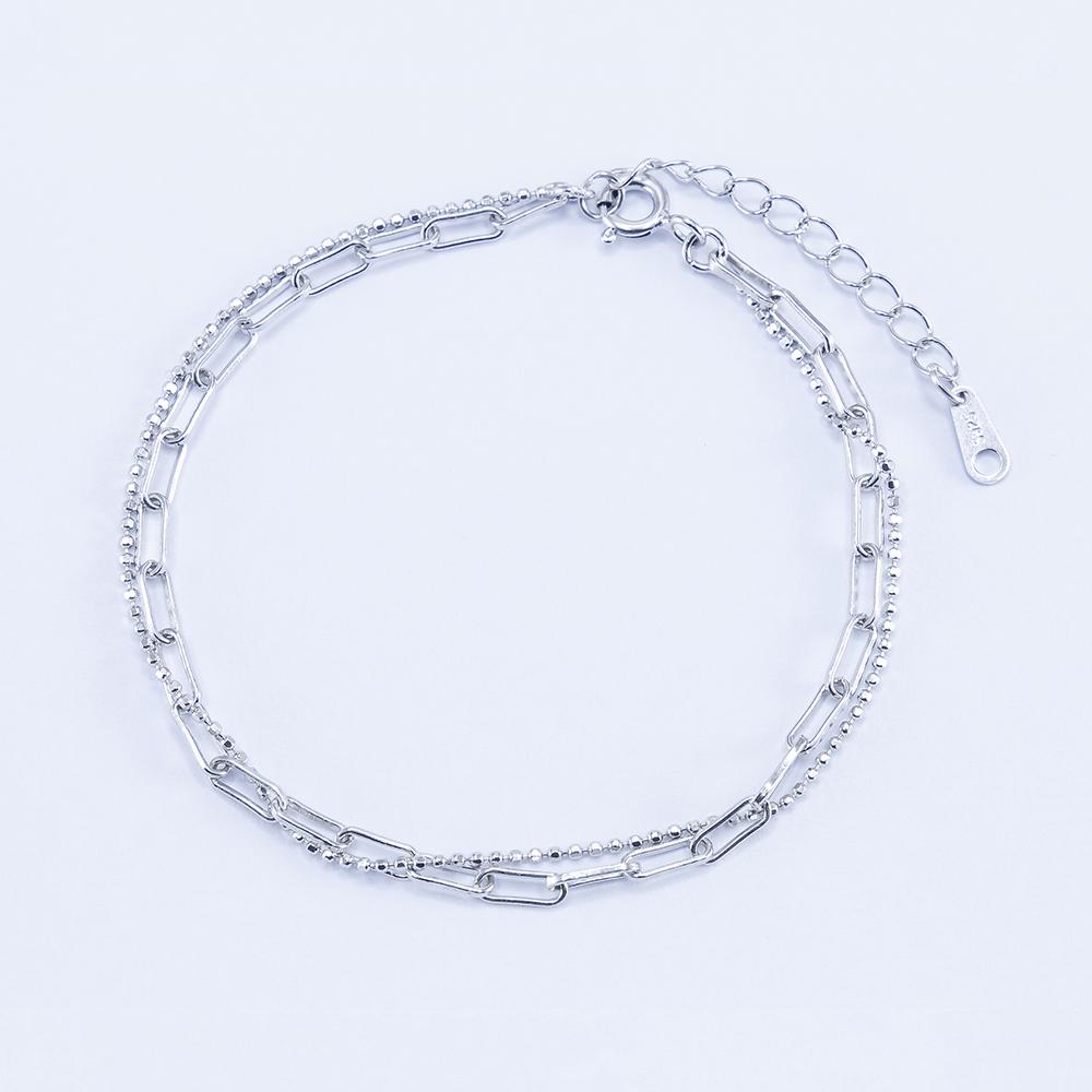 Серебряный браслет двойной с разными видами цепочек (b2-14)