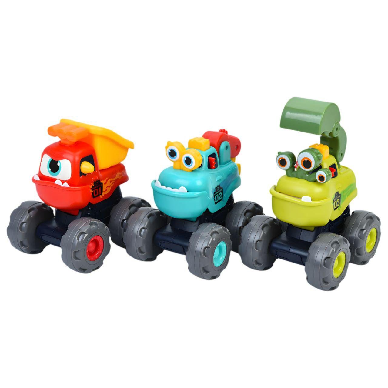 Набор инерционных машинок Hola 3 спецтехники с подвижными деталями 11 см (28006275)
