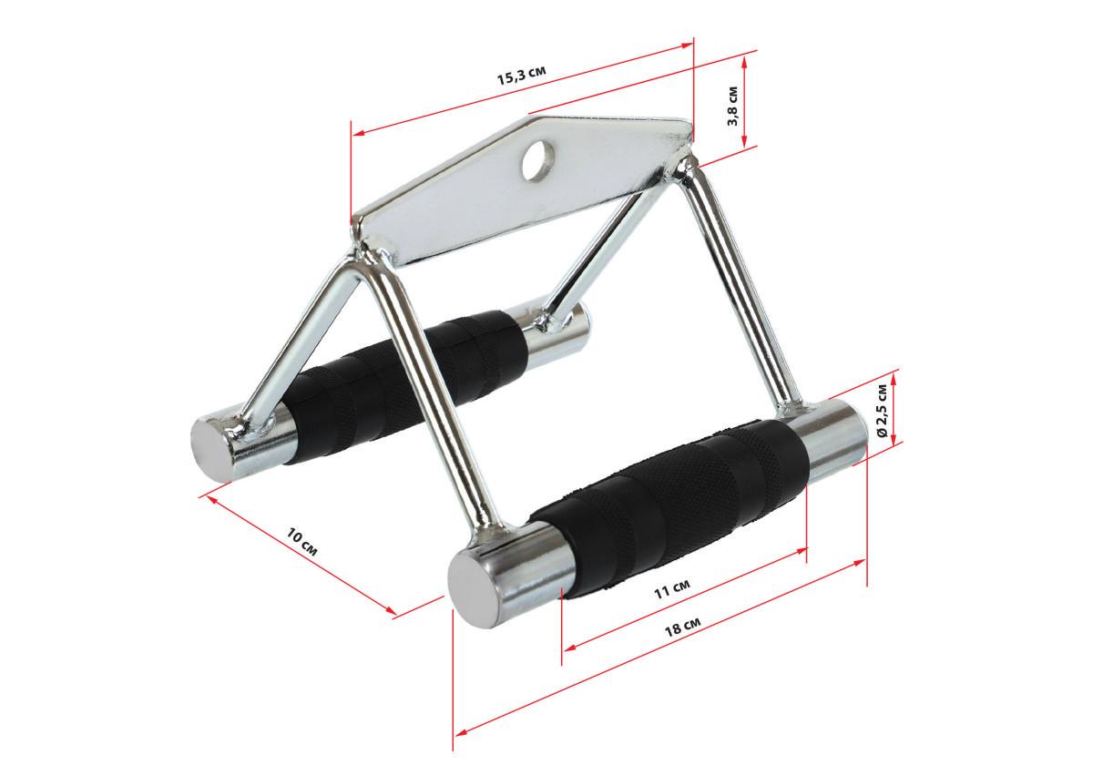 Ручка для нижней тяги двойная EasyFit с резиновыми ручками (EF-8100) - фото 2