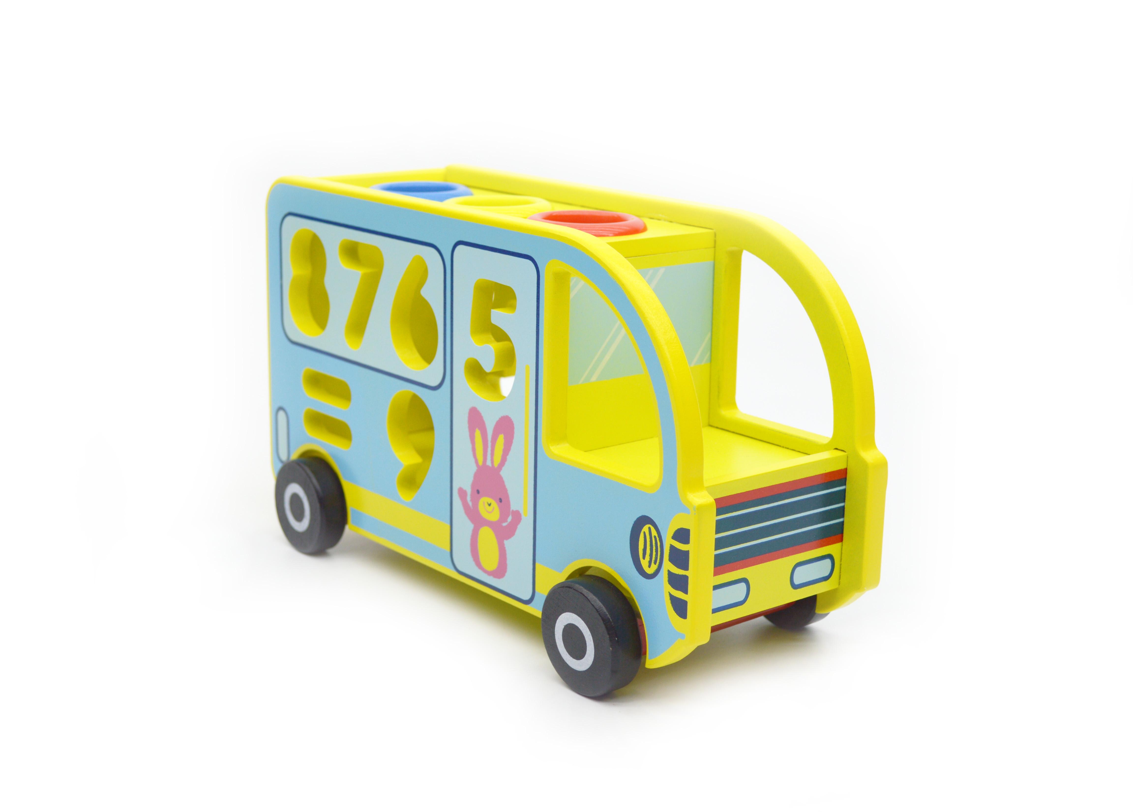 Дерев'яна іграшка автобус-сортер стукалка/каталка 0912 - фото 6 Дерев'яна іграшка автобус-сортер стукалка/каталка 0912 - фото 6