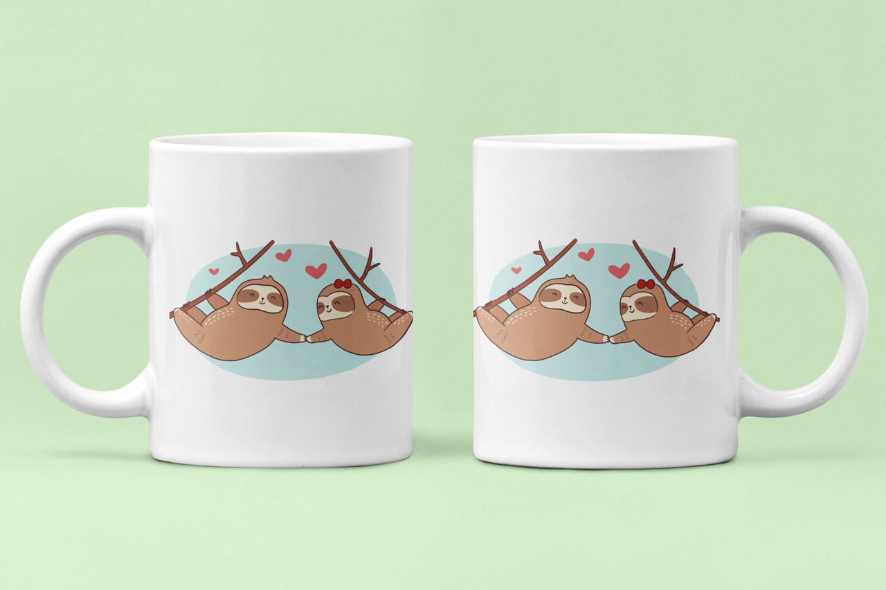 Чашки парные Ленивцы для влюбленных 330 мл Белый (ВЛ174Ч)