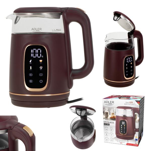 Електрочайник Adler AD 1305 скляний з установкою температури 2200 Вт 1,7 л Burgundy (AD1305BU) - фото 6 Електрочайник Adler AD 1305 скляний з установкою температури 2200 Вт 1,7 л Burgundy (AD1305BU) - фото 6