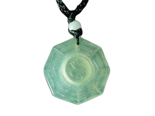 Амулет із каменю нефрит Багуа 2,5x2,5x0,3 см (t07819)