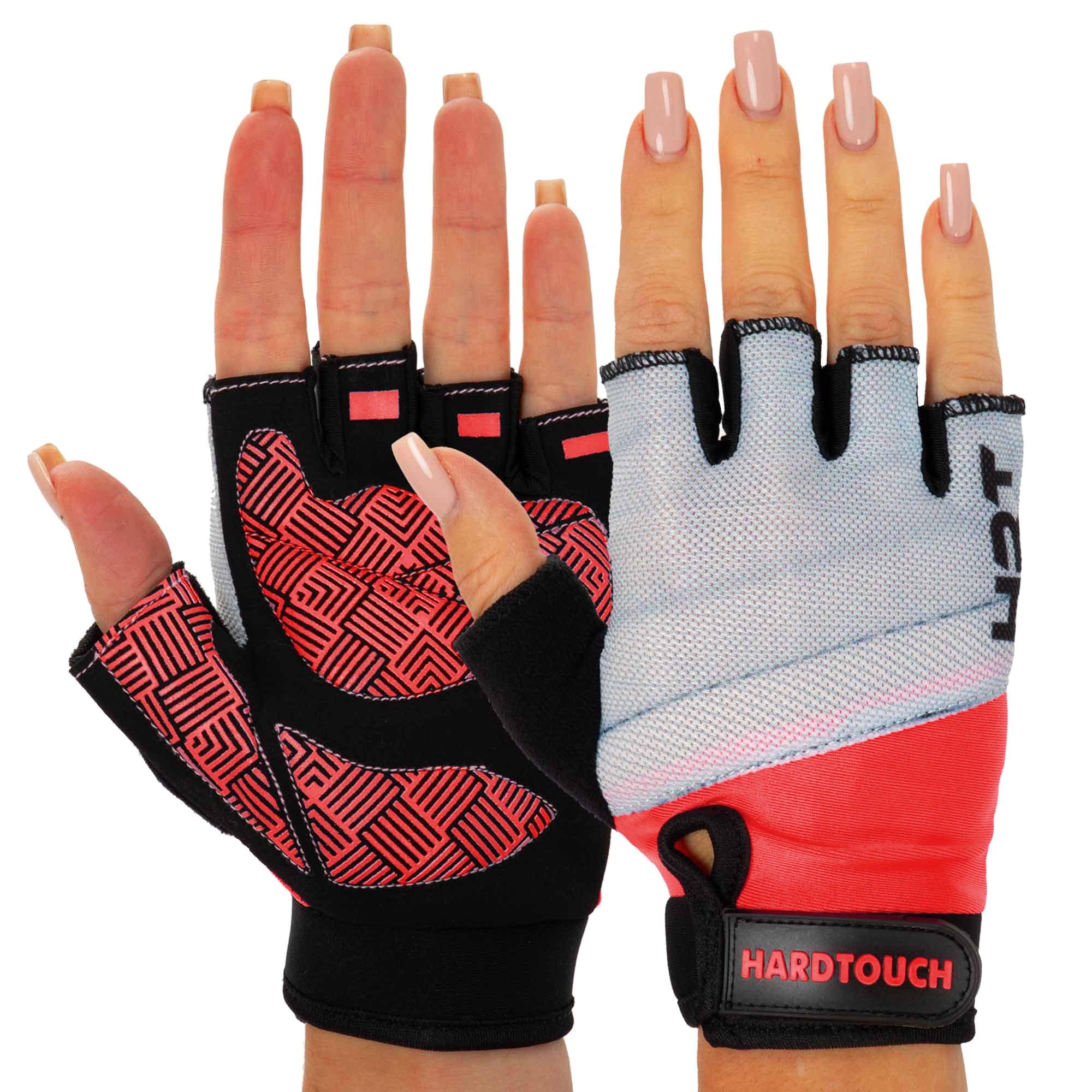 Рукавички для фітнесу та тренувань HARD TOUCH BC-4665 PVC PL відкриті пальці XS Сірий/Червоний (26855127)