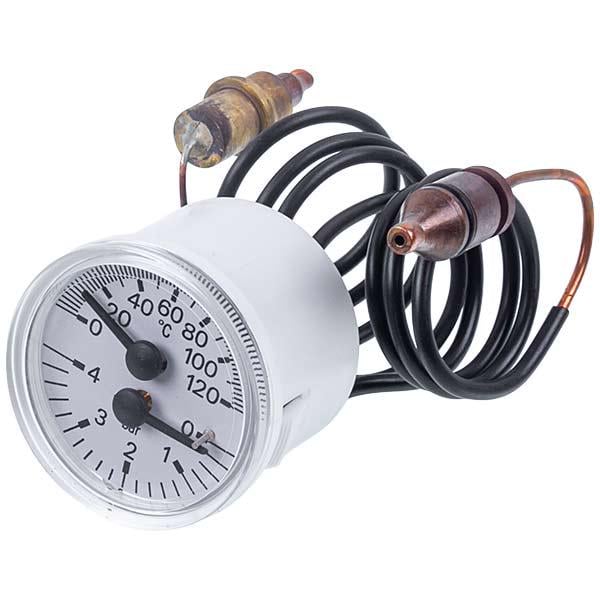 Термоманометр 0-4 бар 0-120 °C для газового котла Viessmann 7825530 (00000050499)
