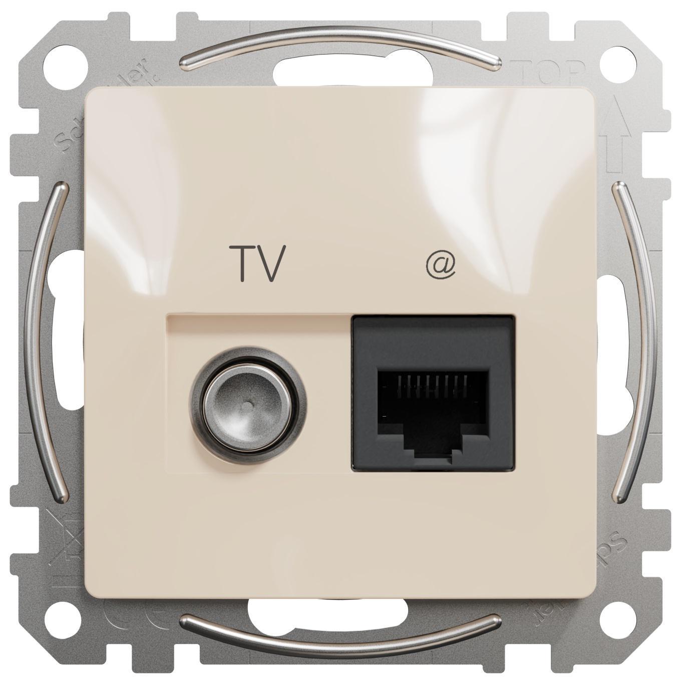 Розетка телевізійна/комп'ютерна Schneider Sedna Design cat5E UTP Бежевий Розетка телевізійна/комп'ютерна Schneider Sedna Design cat5E UTP Бежевий
