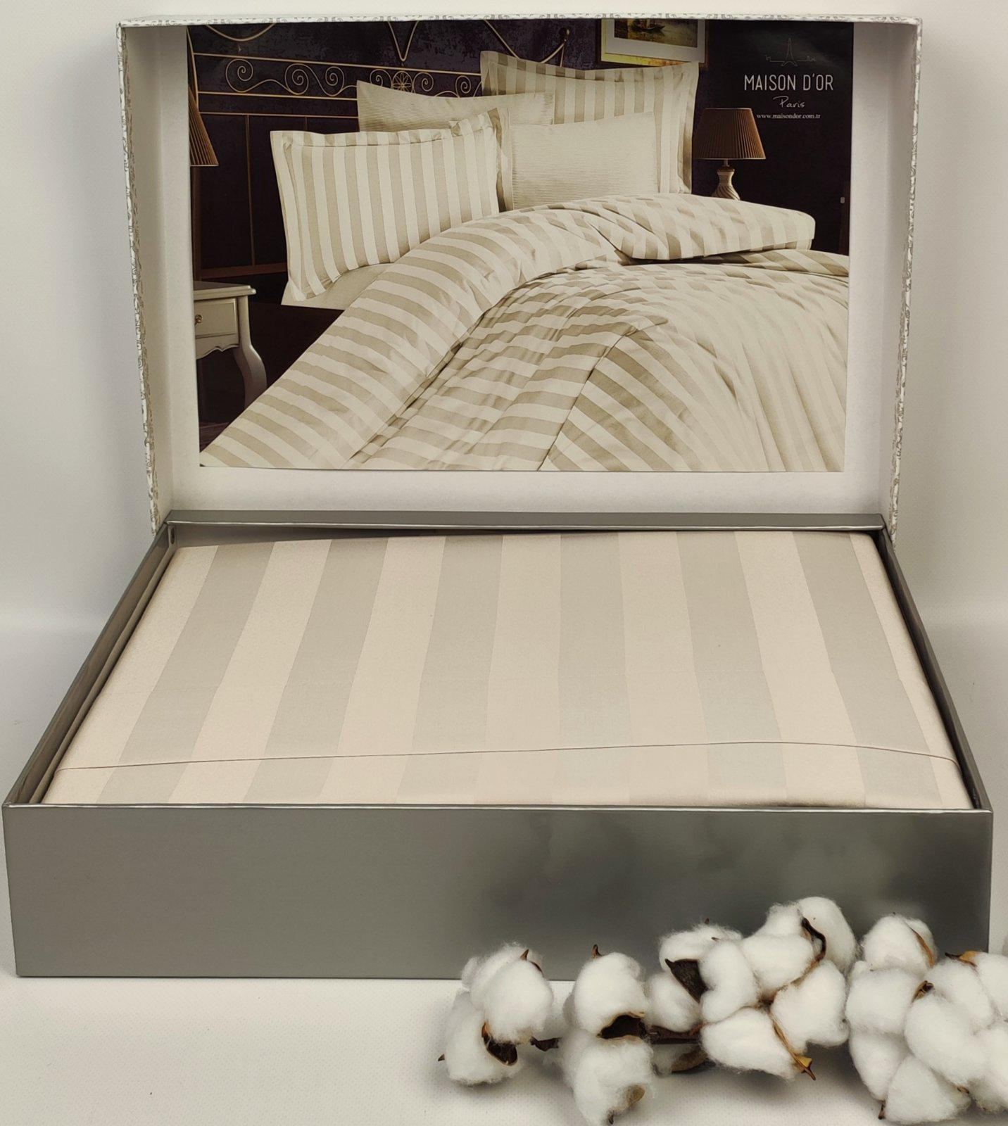 Комплект постельного белья Maison D'or Fous Linens 200х220 см сатин страйп Stone (CN23259)