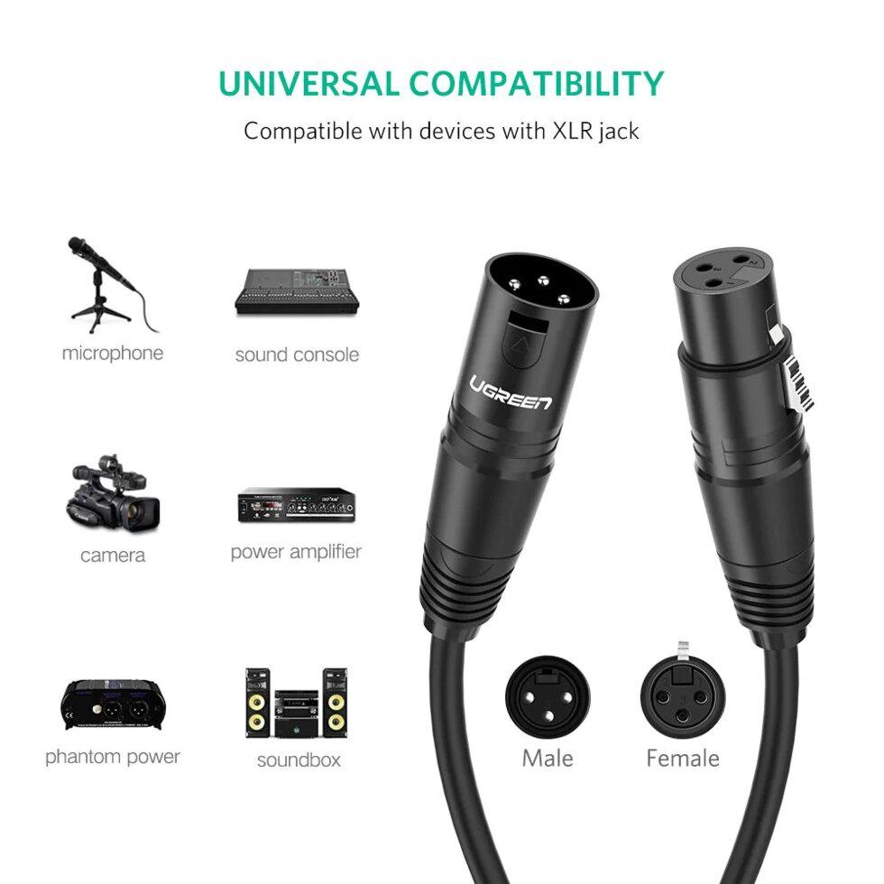 Кабель UGREEN XLR AV130 Male to Female Microphone 2 м Black (20710) - фото 2