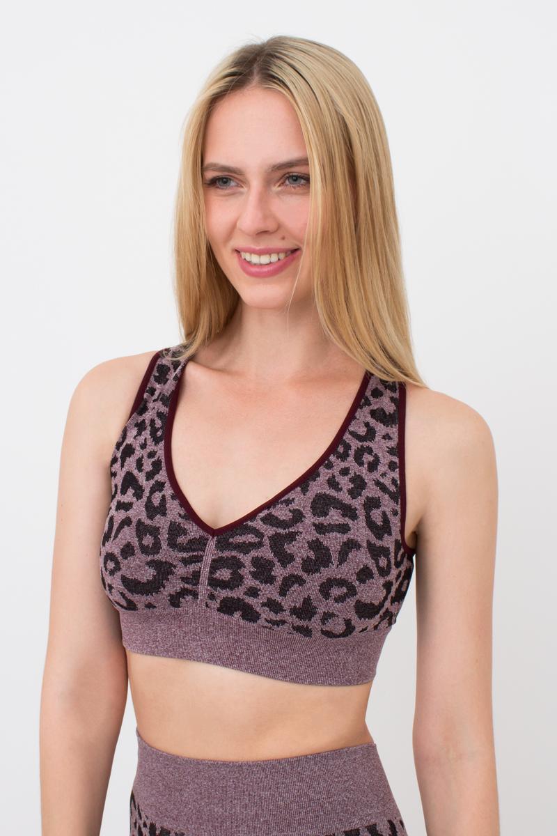 Топ безшовний Giulia TOP ANIMAL MELANGE 03 з анімалістичним принтом S/M Bordo (4823116919181)