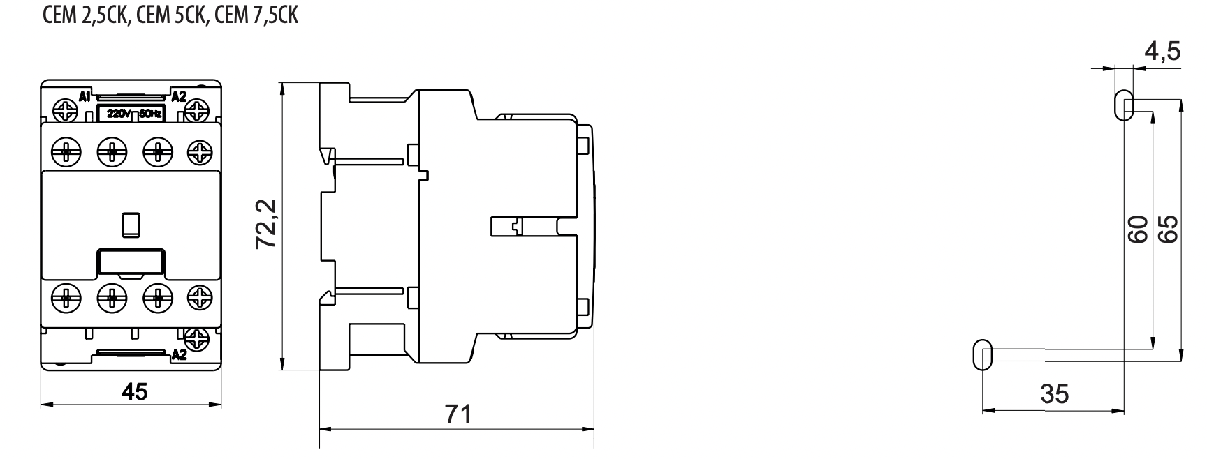 Контактор для конденсаторов ETI CEM 2,5CK.01 2,5 кВАр 440 В 1NC (4643803) - фото 2