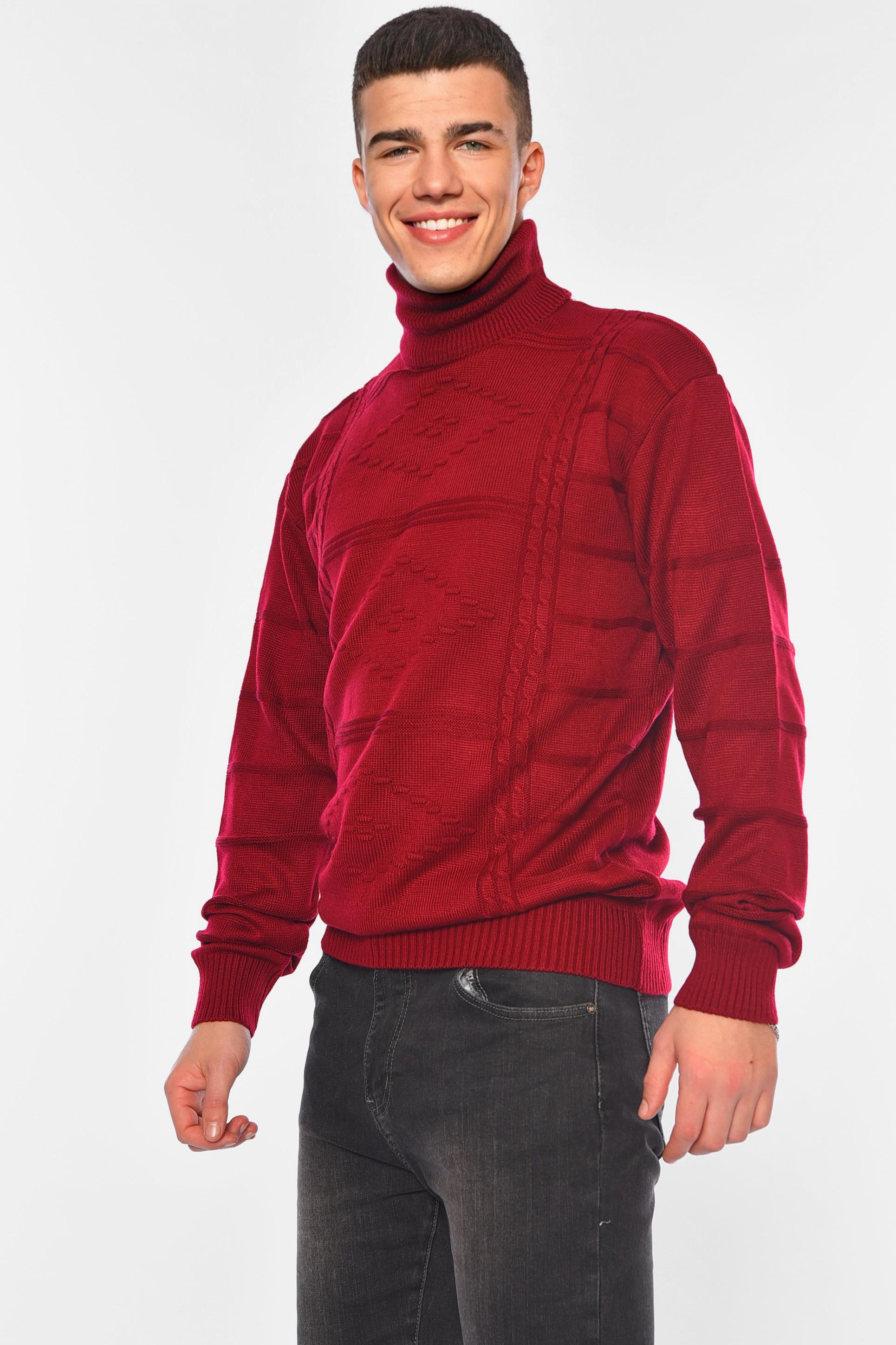 Свитер мужской однотонный M Бордовый (194518) - фото 2