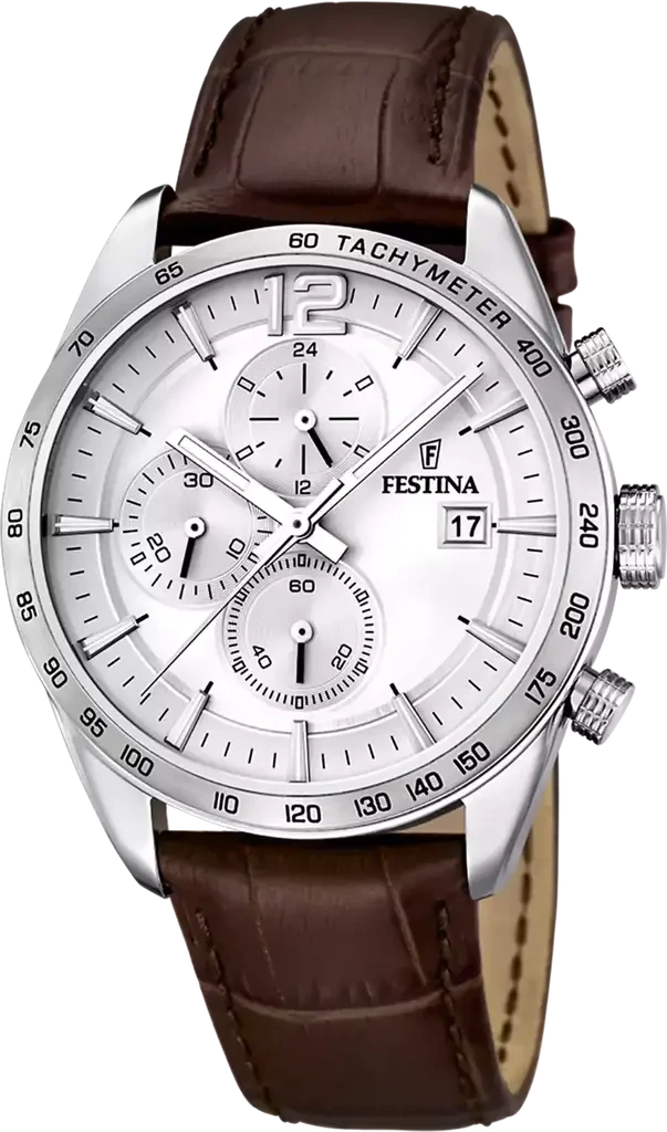 Наручные часы мужские Festina F16760/1 Timeless Chronograph со стальным корпусом WR 50 м и серебристым циферблатом
