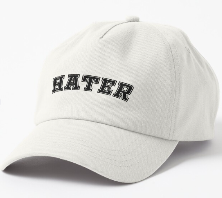 Кепка унисекс Malfini с принтом "Hater Хейтер" Белый (ПН144К-2)
