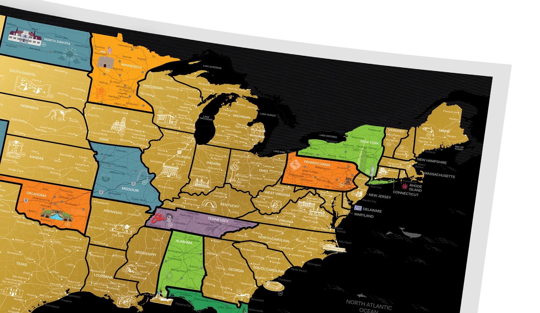 Скретч карта 1DEA.me Travel Map USA Black (USAB) - фото 7