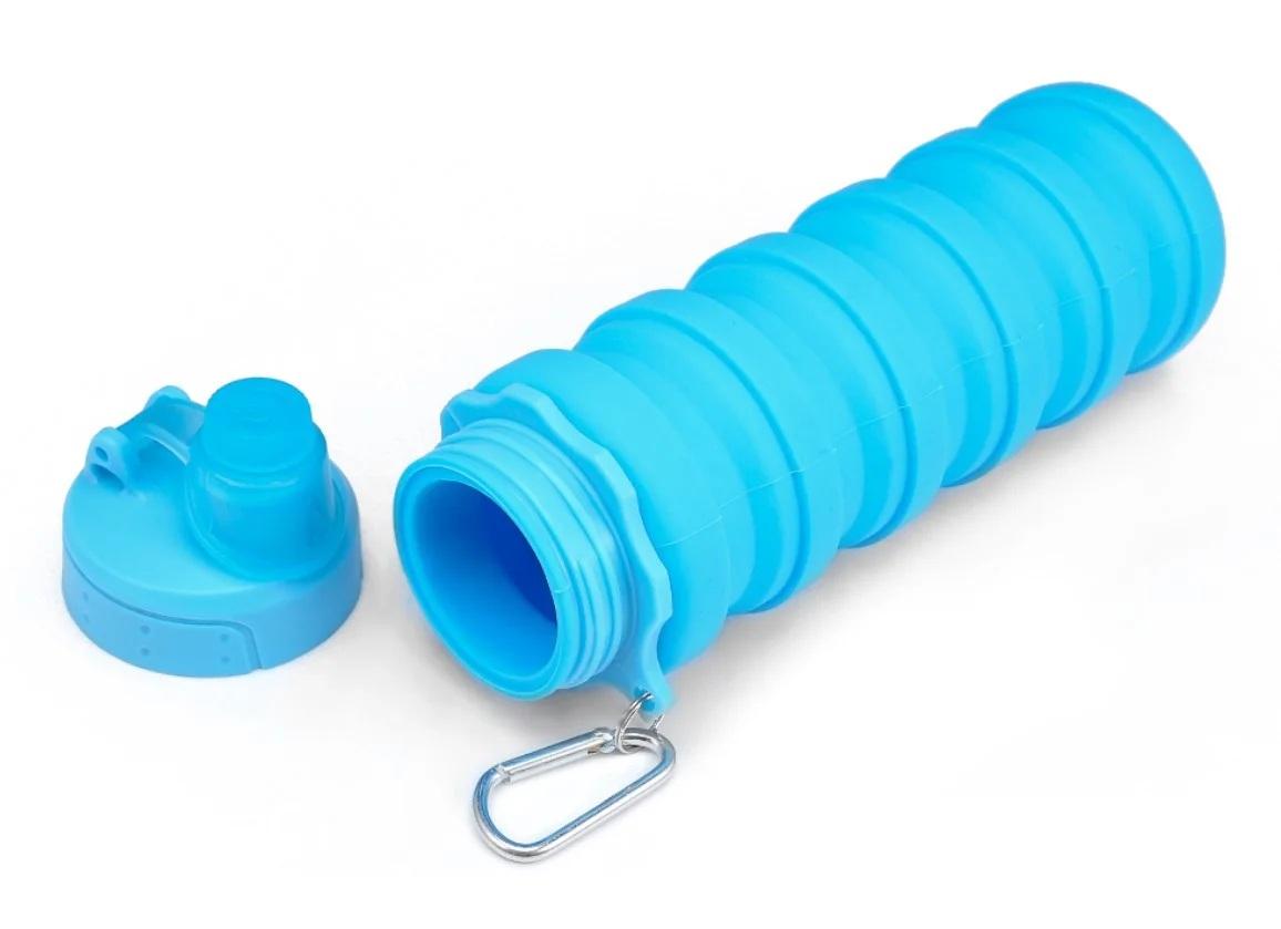 Пляшка складна Water Bottle силіконова з карабіном Блакитний (TM050783) - фото 5