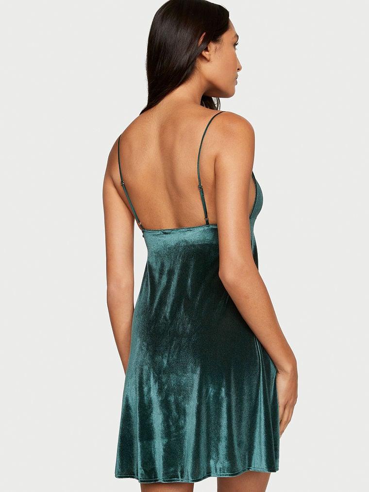 Нічна сорочка Victoria's Secret Velvet Slip Dress велюровая XS Зелений (2082999263) - фото 2