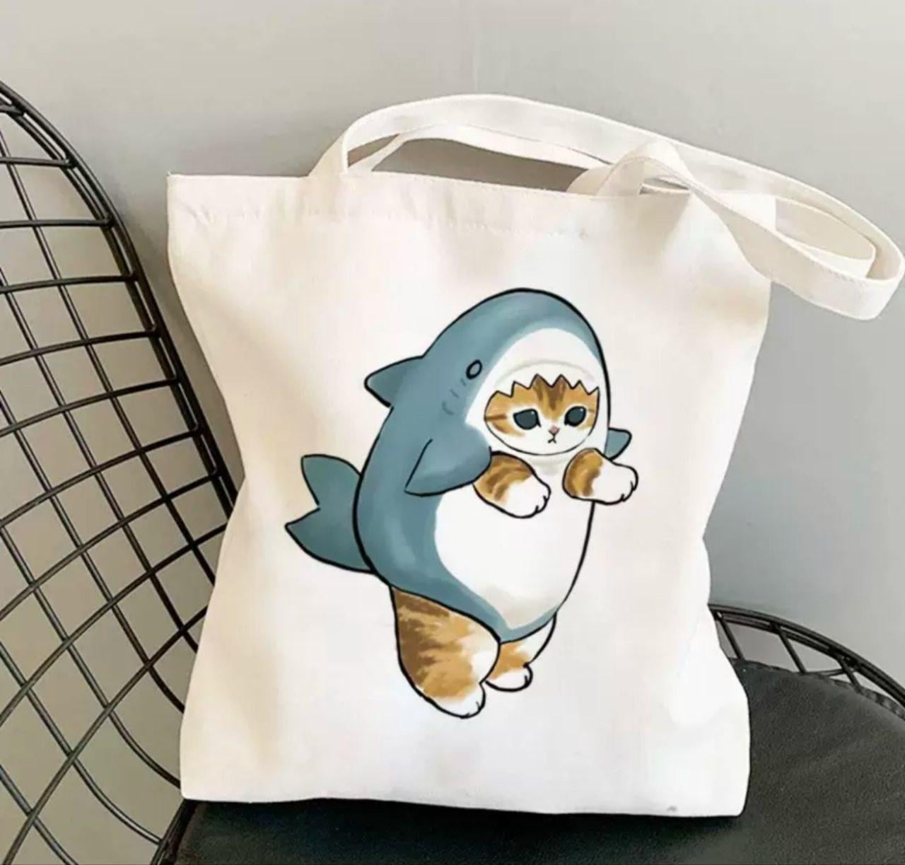 Сумка шоппер Котик в костюмі акули (2521248314)
