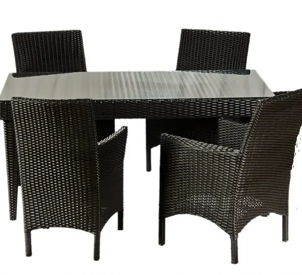 Комплект садових меблів Монако Мідл на металевому каркасі зі штучного ротанга стіл/4 крісла Чорний (CNT00008729)