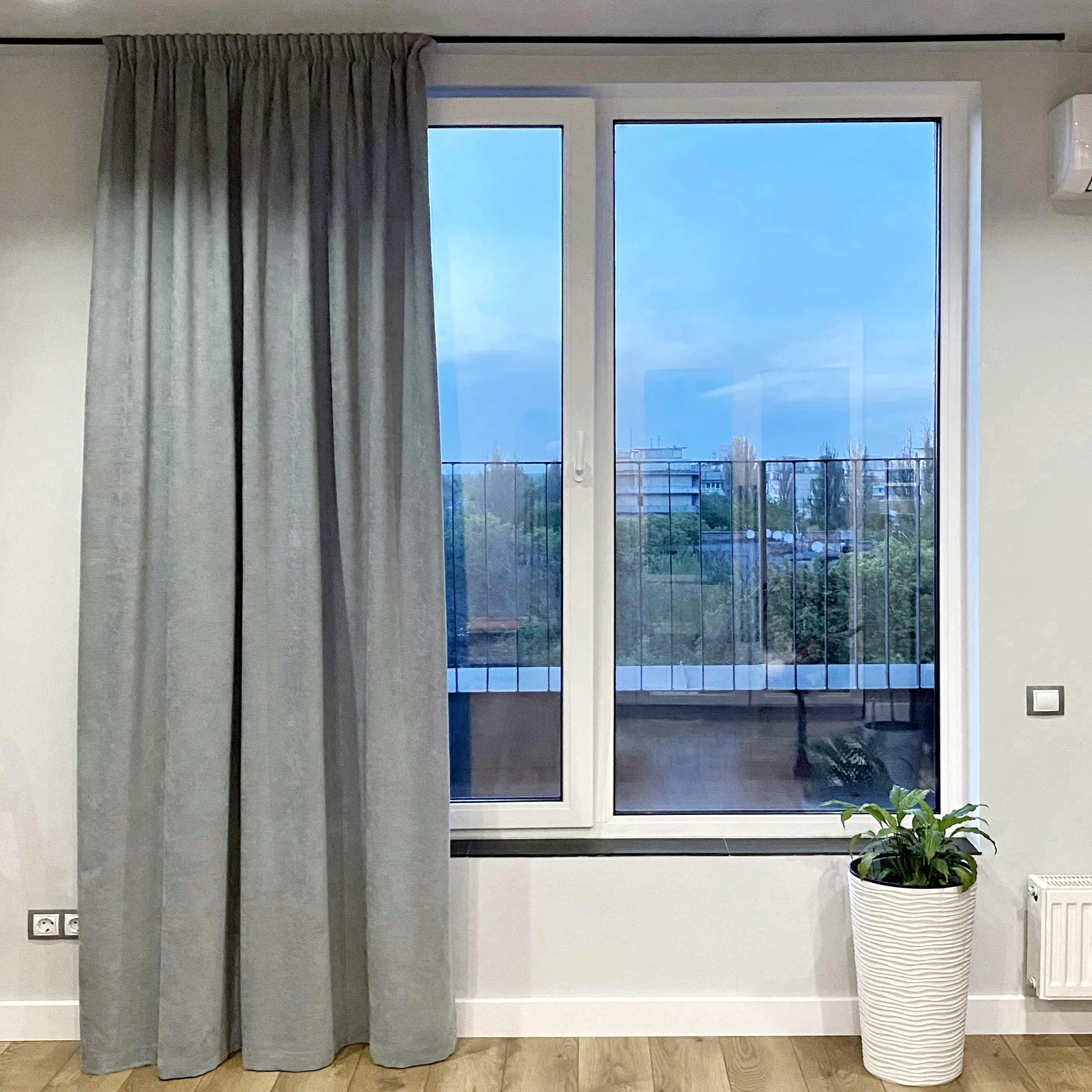 Штора на тесьме микровелюр 150х250 см 1 шт. Серо-голубой (402525-MT1/150)