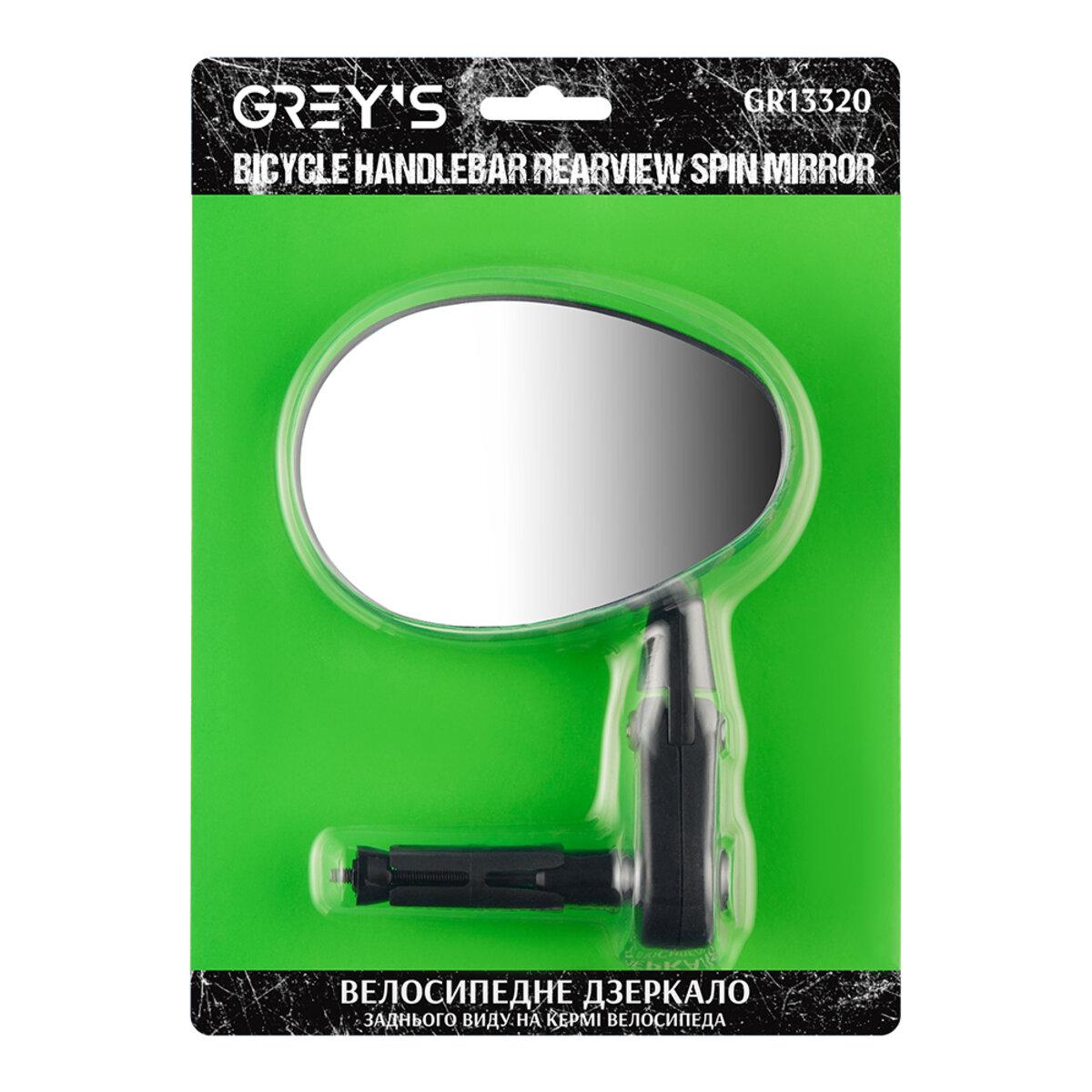 Велосипедное зеркало Grey's заднего вида овальное Велосипедное зеркало Grey's заднего вида овальное