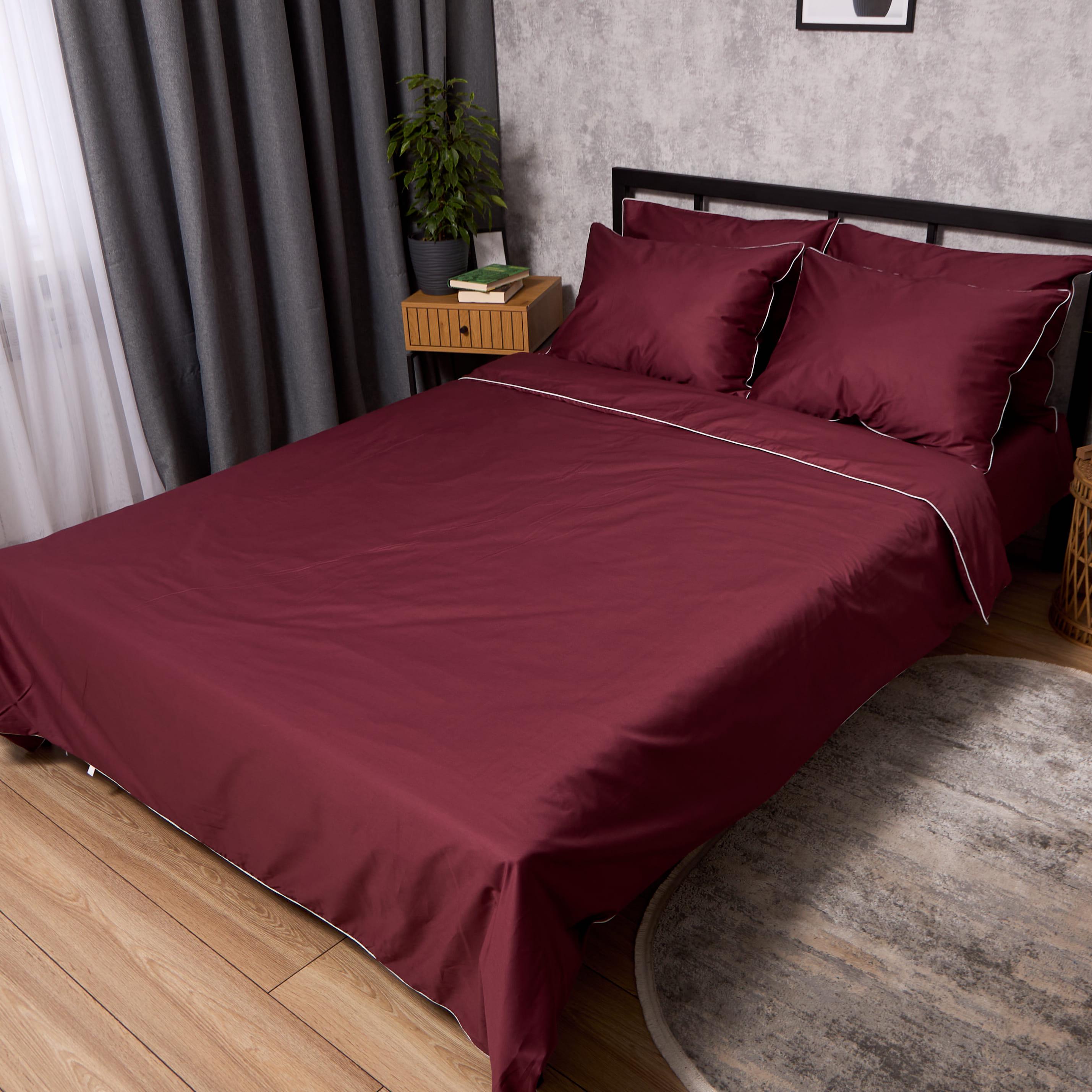 Комплект постельного белья Moon&Star Сатин Red Wine Corner семейный 160х220 см наволочки 2 шт. (MS-820012527)