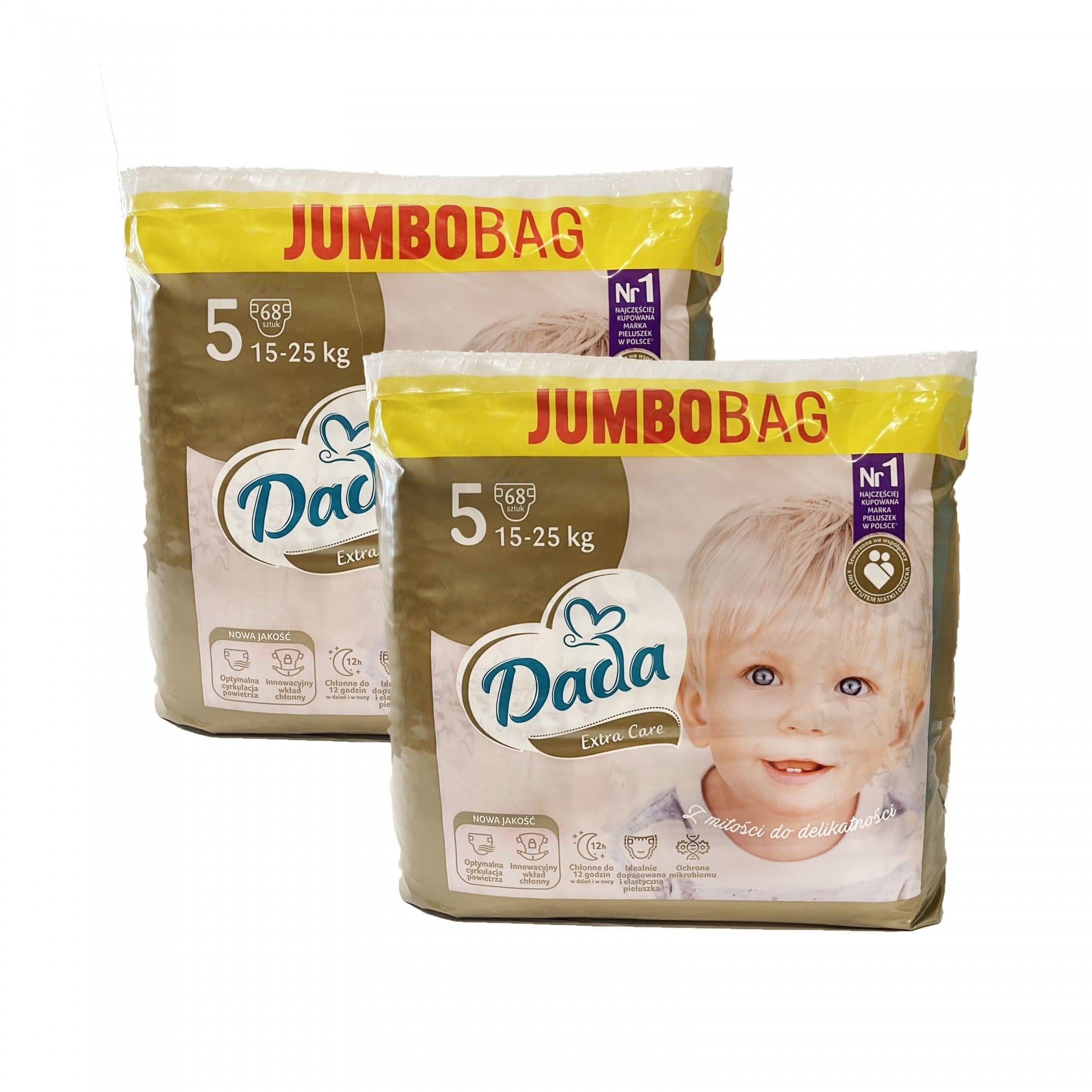 Підгузки дитячі одноразові Dada Extra Care Jumbo Bag р. 5 JUNIOR 15-25 кг 136 шт. (64b7d1cf1e13f0433a62c4d1)