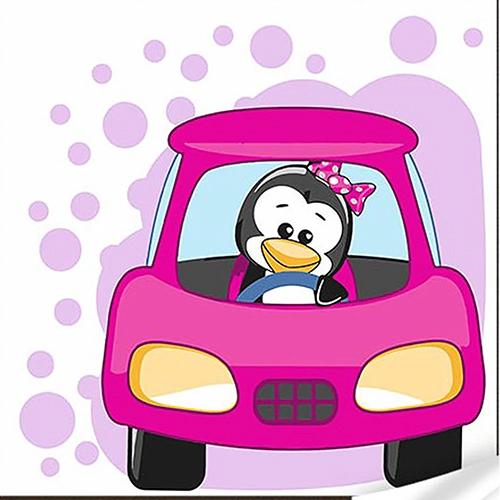 Картина за номерами Strateg Преміум Пінгвеня в машинці з лаком та рівнем 30x30 см (Str-ES-0865)