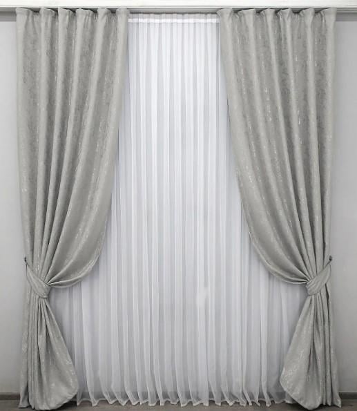 Ткань для штор лен Серый (1179ш) - фото 4