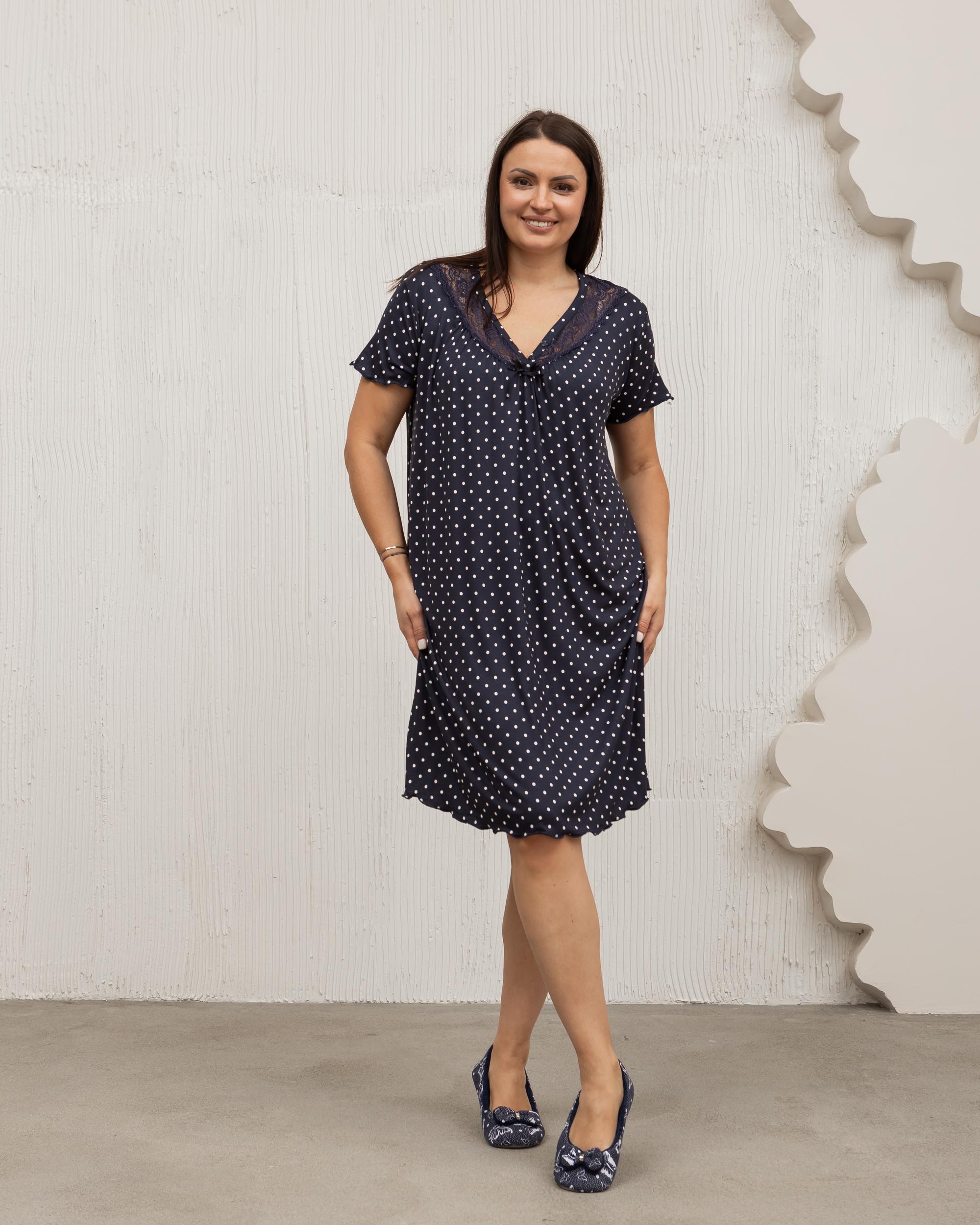 Рубашка вискозная большой размер Горошек 70199 3XL Темно-синий Рубашка вискозная большой размер Горошек 70199 3XL Темно-синий