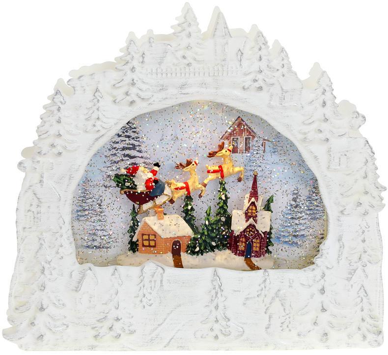 Декоративный фонарь Санта над городом с LED подсветкой 26,5 см