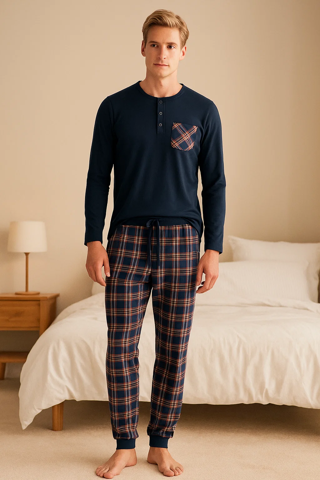 Пижама мужская с фланелевыми штанами Livergy L Синий (PI0040M075)