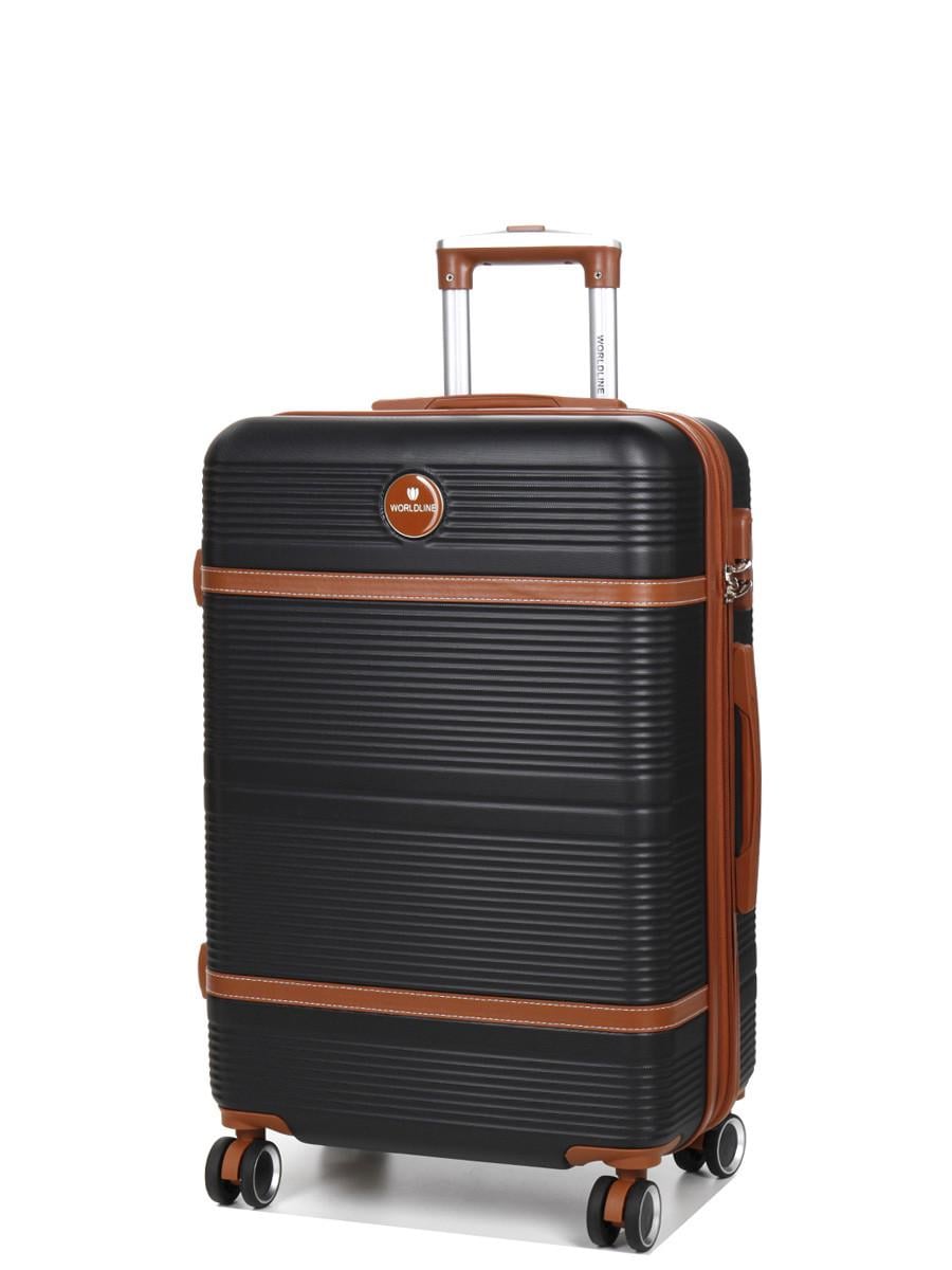 Чемодан средний Worldline M 66х42х25+5 см 74 л 3,6 кг Черный (629)