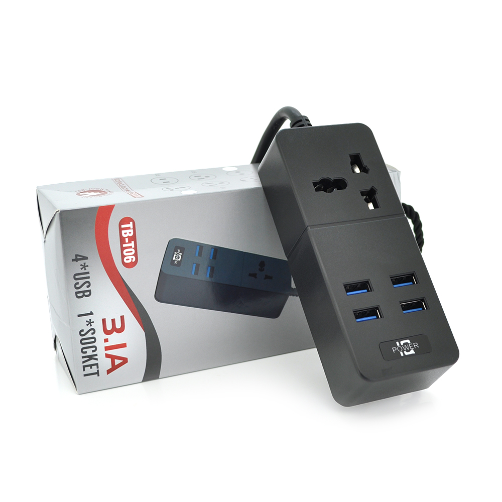 Удлинитель с USB IQ POWER ТВ-Т06 1 розетка 4 USB 2500 Вт 2 м 3х0,75 мм Черный (YUT_V2160)