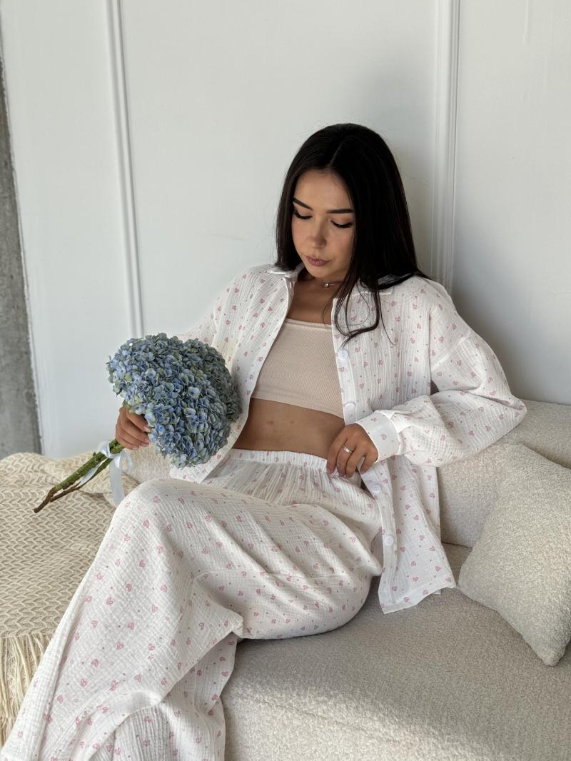 Піжама жіноча з мусліну M Рожеве сердечко маленьке (MR26207771) - фото 2 Піжама жіноча з мусліну M Рожеве сердечко маленьке (MR26207771) - фото 2