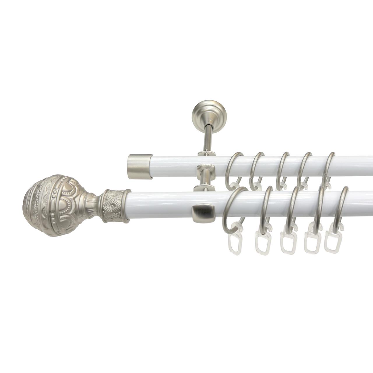 Карниз для штор Orvit Арабеска двухрядный 19/19 мм 160 см Белый/Сатин (009-1014)