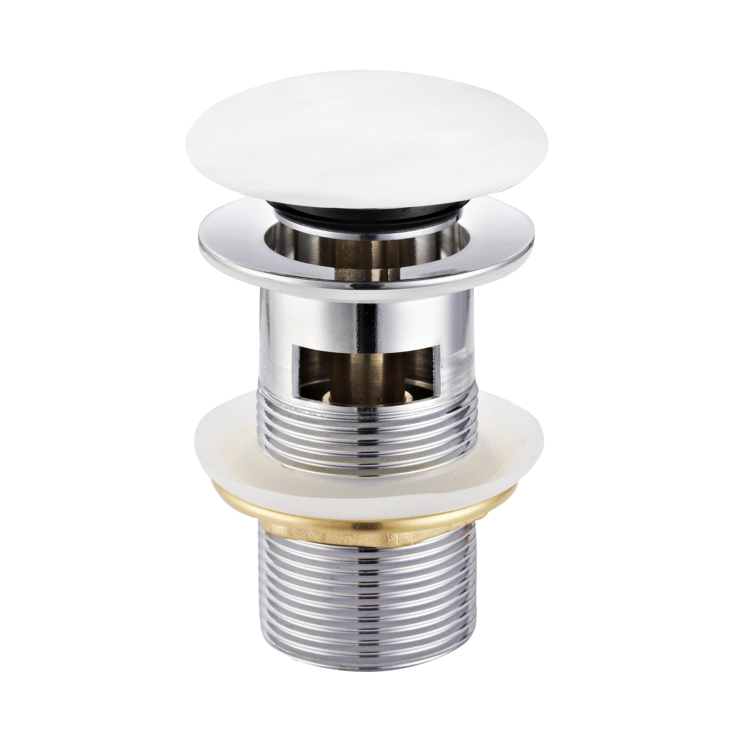 Донный клапан нажимной для раковины VOLLE 9000.104208 с переливом Белый (268985)