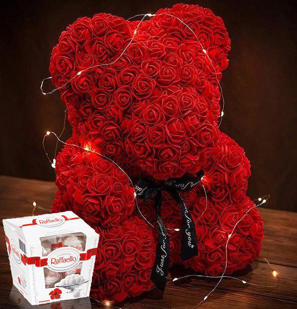 Мишка из роз и конфеты Raffaello Романтическое сияние (2104618450) - фото 4 Мишка из роз и конфеты Raffaello Романтическое сияние (2104618450) - фото 4