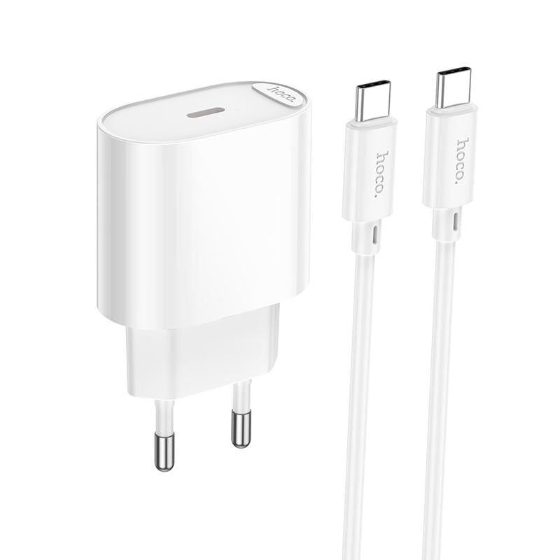 Зарядное устройство для телефонов с кабелем Hoco C109A(PD20W) Fighter single port PD20W Charger Set CC White (24699)