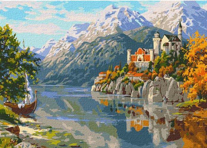 Картина по номерам Идейка Замок в горах КНО2840 холст на подрамнике 40x50 см (1503512679)