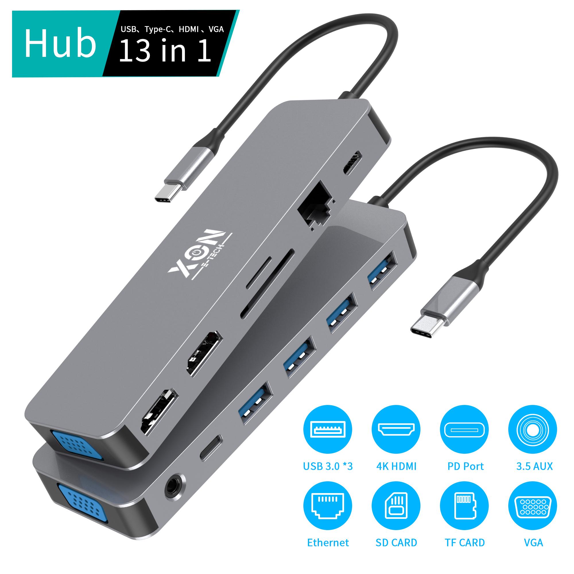 USB-хаб XON SmartHub 13в1 Сірий (XUCHP134322G 5290) - фото 3