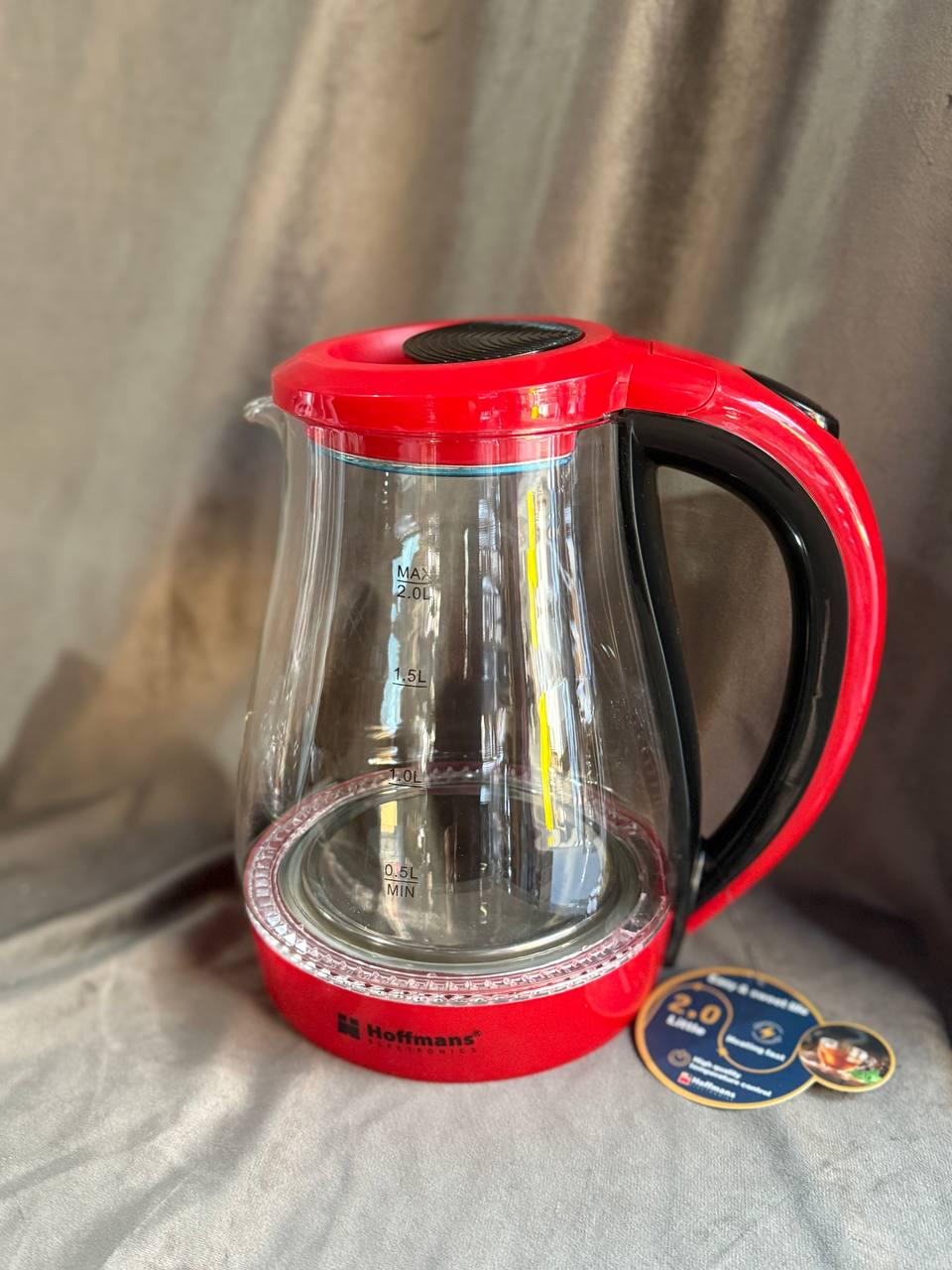 Электрочайник стеклянный Hoffmans HM-2537-R 2 л 2000 Вт Красный (HM-2537-R) Электрочайник стеклянный Hoffmans HM-2537-R 2 л 2000 Вт Красный (HM-2537-R)