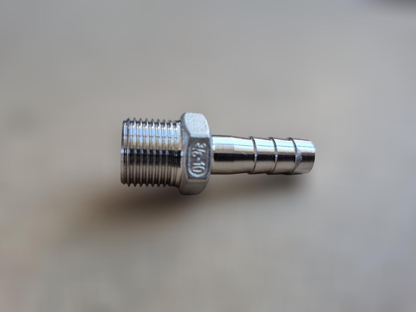 Штуцер шланговий різьбовий DN10 AISI304 BSPP Class-150 ялинка н/ж сталь 10 мм 3/8" (29203310) - фото 3